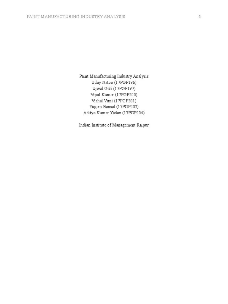 Paint Industry PDF Paint Economic Growth