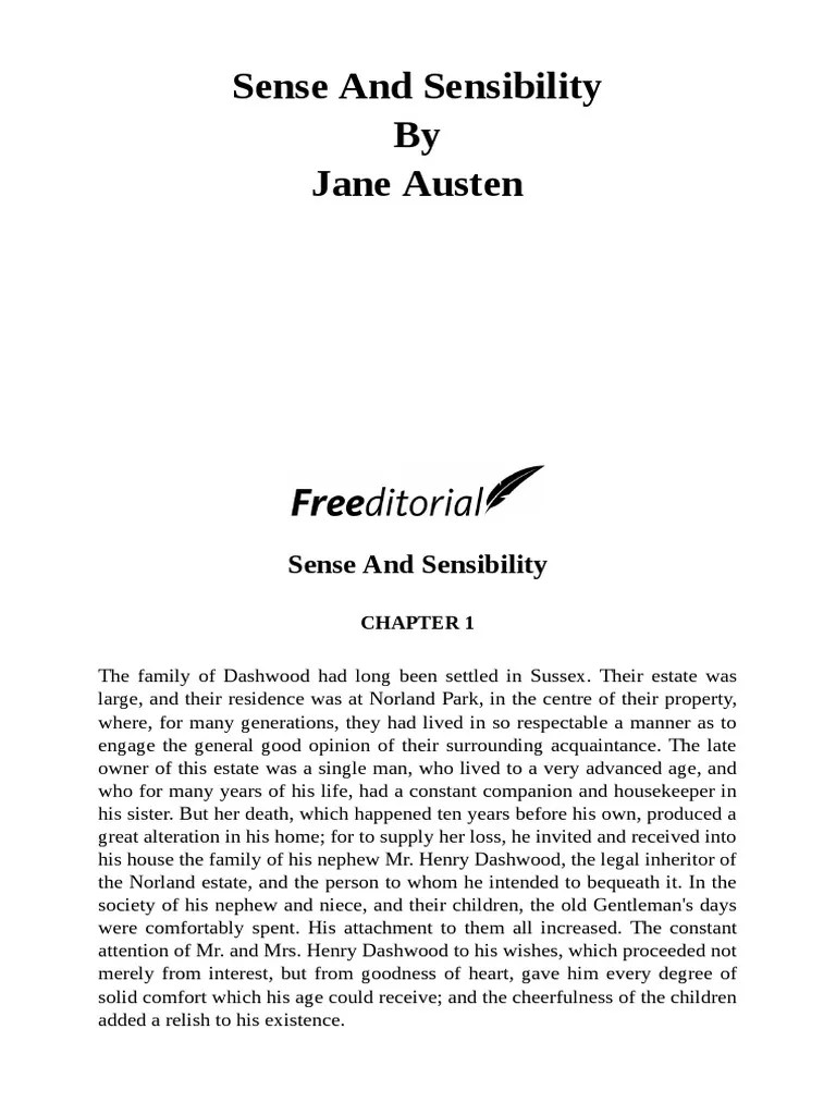 Jane Austen's Sense and Sensibility Chapter Summary | PDF | Elinor
