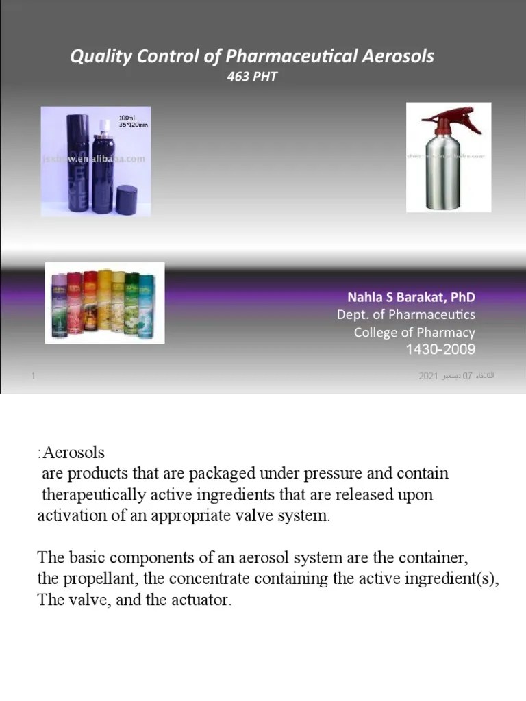 463 PHT Quality Control of Pharmaceutical Aerosols PDF Valve Dose