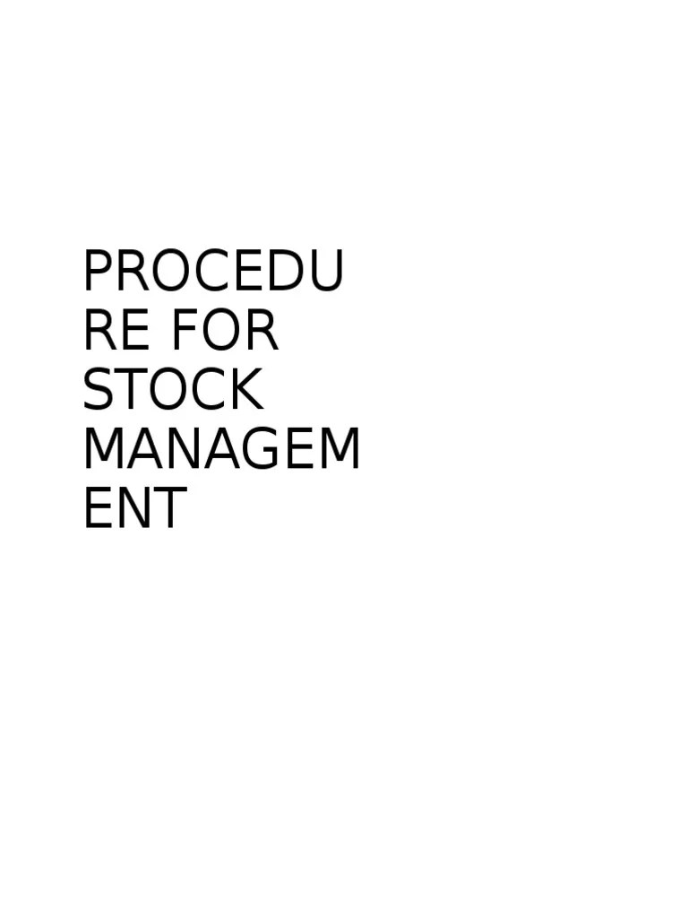 Stock Management Policy PDF Inventory Business