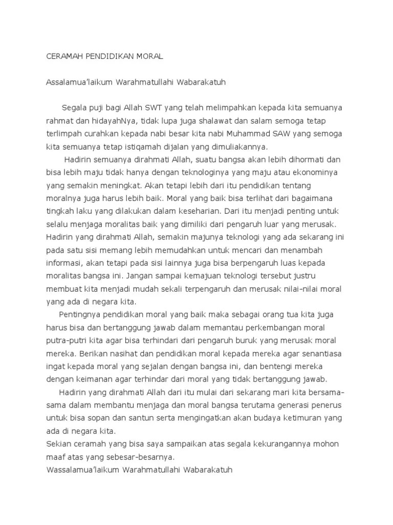 Ceramah Pendidikan Moral | PDF