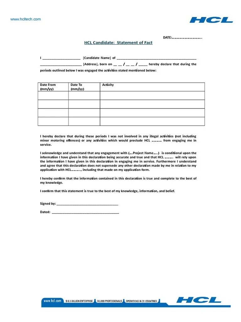 Statement of Fact GAP