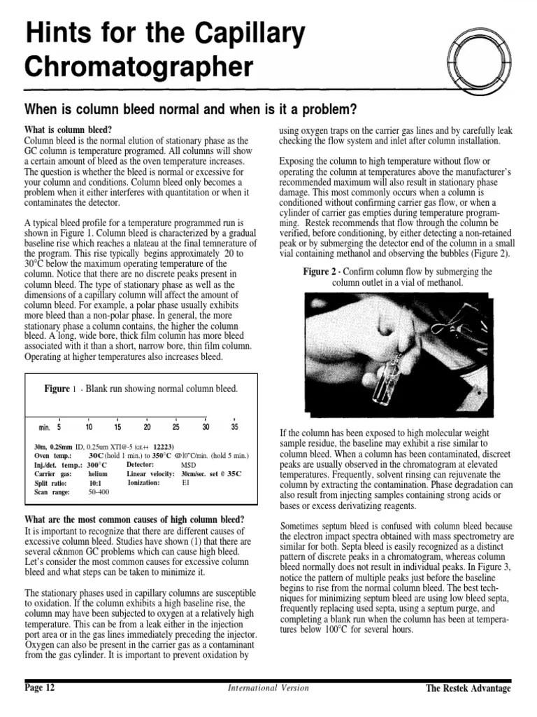 Hints For The Capillary When Is Column Bleed Normal and When Is It A