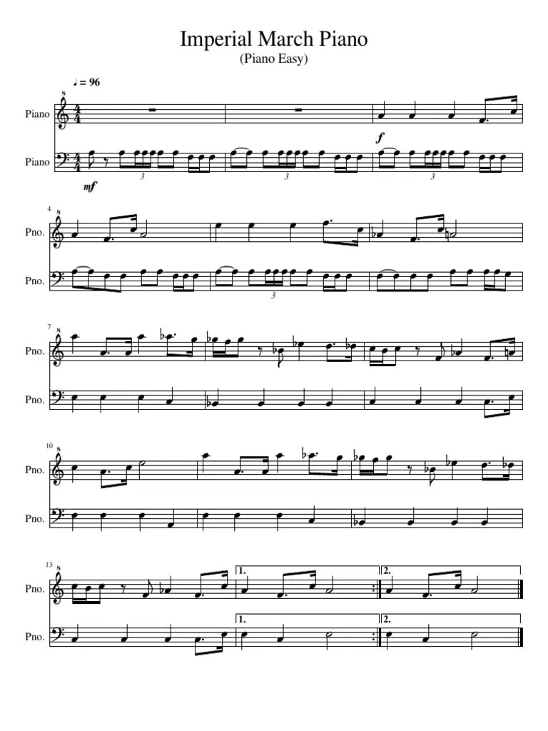 Imperial_March_Piano Easy Transposed to C Major