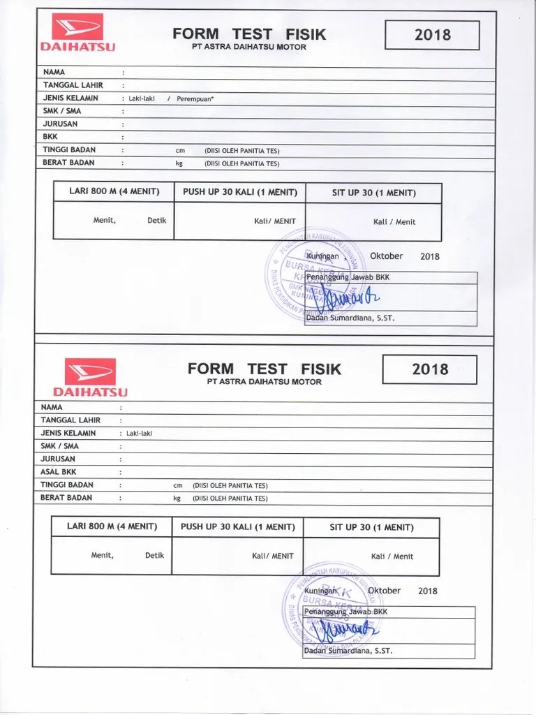 Fungsi psikotes (tes psikologi) adalah untuk mengetahui keadaan emosional, motivasi, bakat melalui contoh soal psikotes ini, kamu bisa menghadapi ujian psikotes dengan amat percaya diri. Form Tes Fisik Pt Adm 2018163