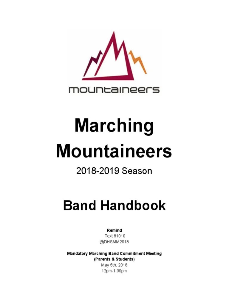 Marching Mountaineers Band Handbook PDF Leisure