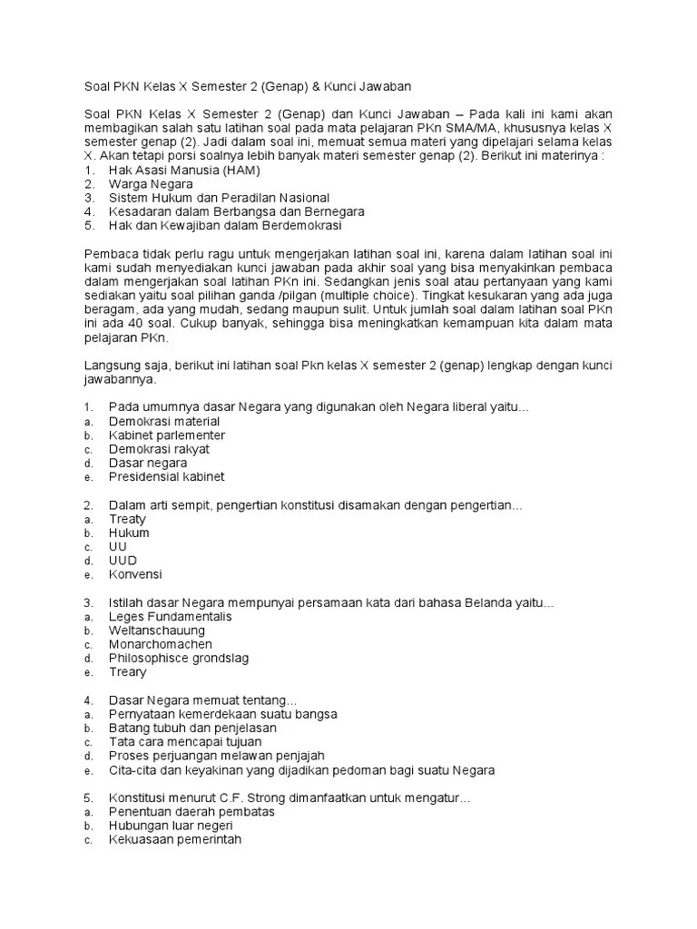 Soal Pkn Pilihan Ganda Bab Integrasi Nasional Jawaban Guru
