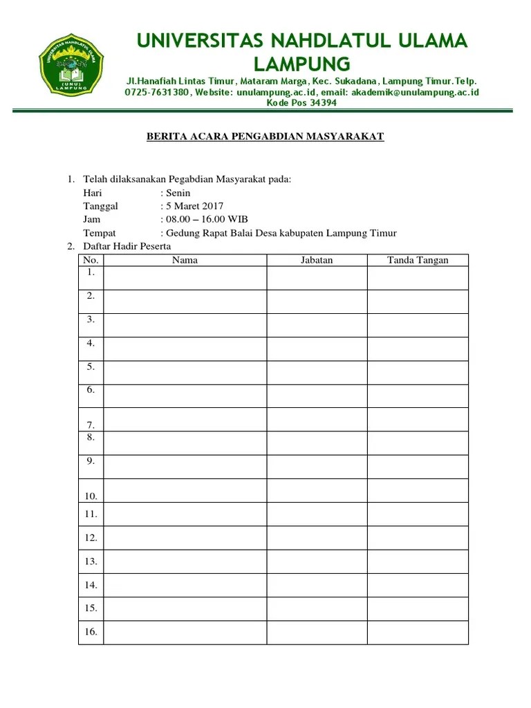 BERITA ACARA Dan Daftar Hadir