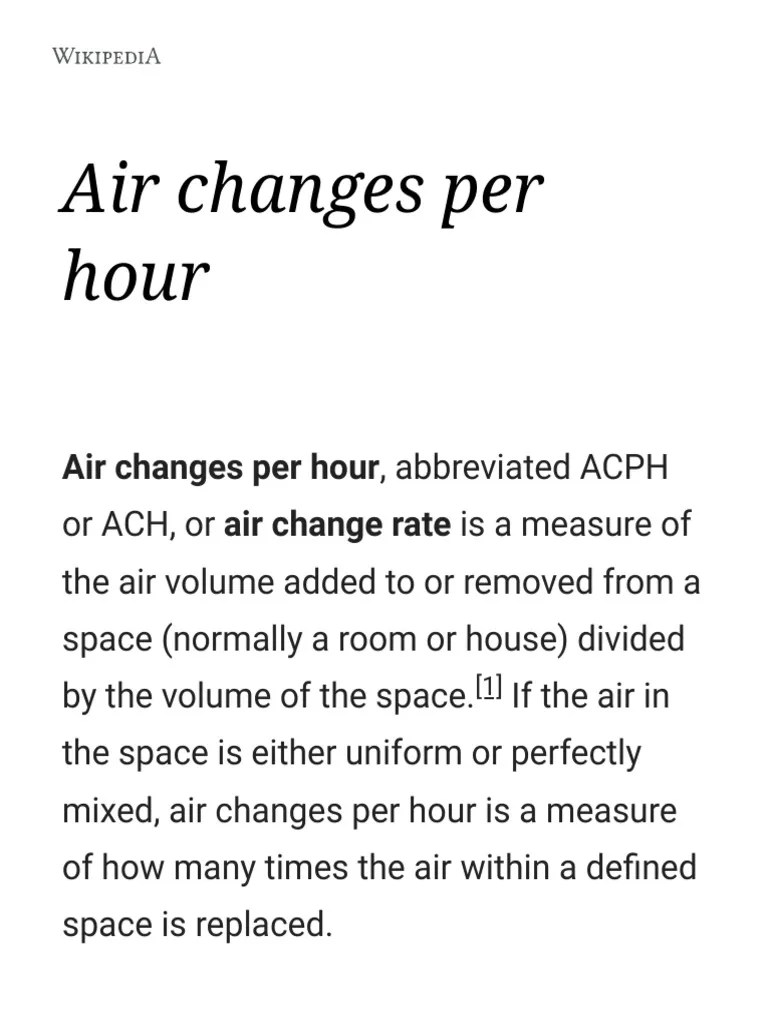 Air Changes Per Hour Wikipedia PDF Hvac Ventilation (Architecture)