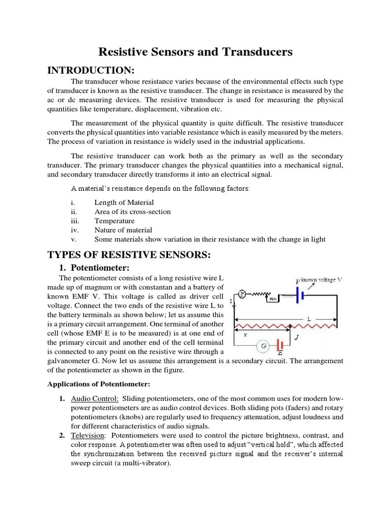 Sensors and Transducers PDF Capacitor Electrical Resistance And Conductance