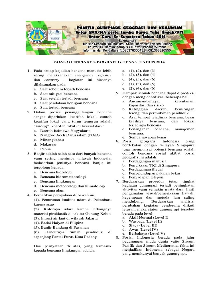 Ujian nasional, soal ujian masuk perguruan tinggi, dan soal olimpiade. Kunci Jawaban Osk Geografi 2019 Pembahasan Osk Geografi 2019 No 76 80 Guru Geografi Download Soal Dan Kunci Jawaban Osk Geografi Sma 2019 Tingkat Kabupaten Kota Brandlembarsiswa