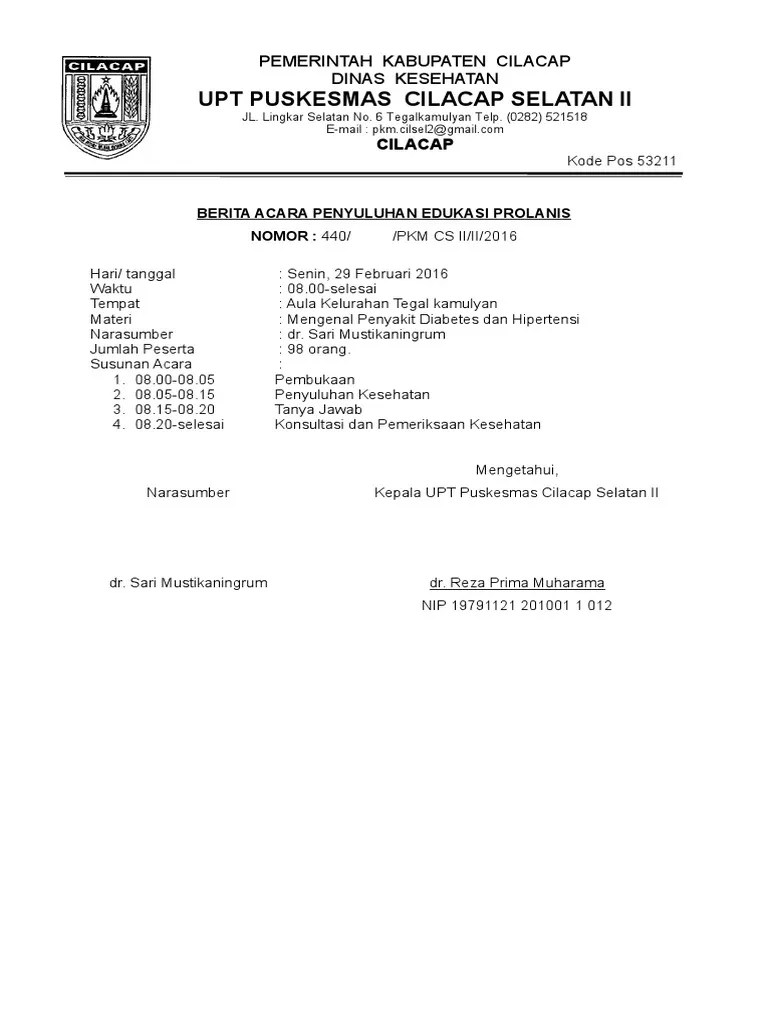 Berita Acara Penyuluhan Prolanis | PDF