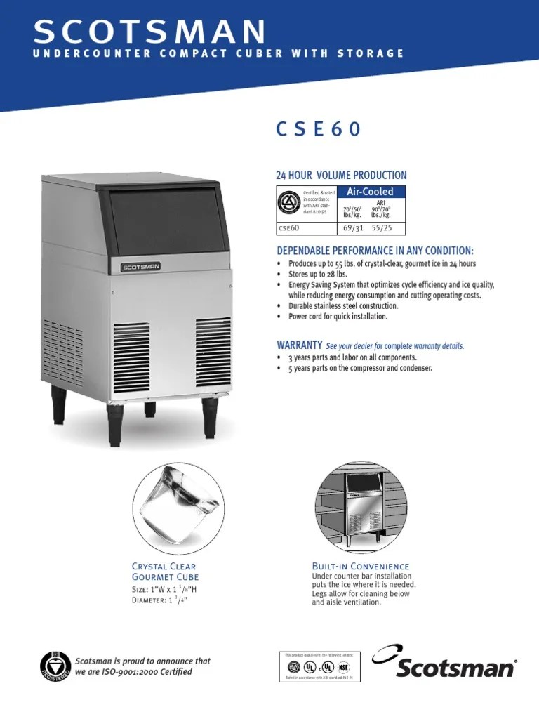 Scotsman CSE601A Ice Maker 3243721 Capacitor Manufactured Goods