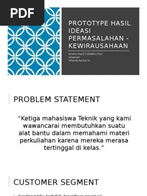 Prototype Hasil Ideasi Permasalahan - Kewirausahaan | PDF