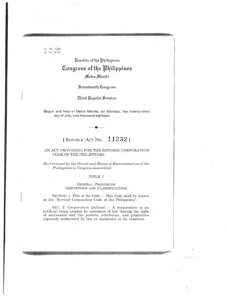 RA11232 Revised Corp Code