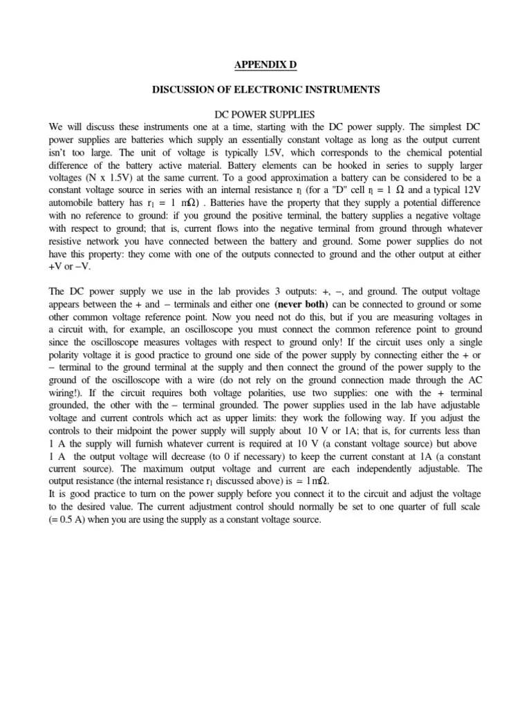 Electronic Measuring Instruments PDF Power Supply Alternating Current