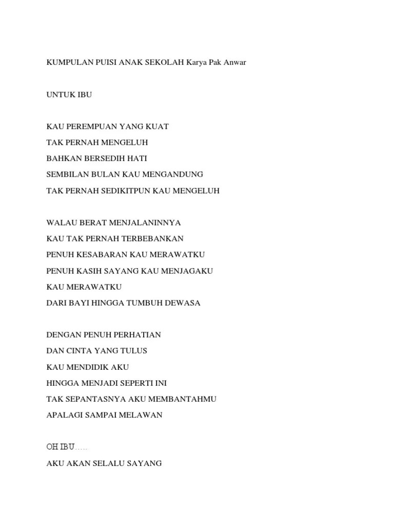 Kumpulan Puisi Anak Sekolah Karya Pak Anwar | PDF