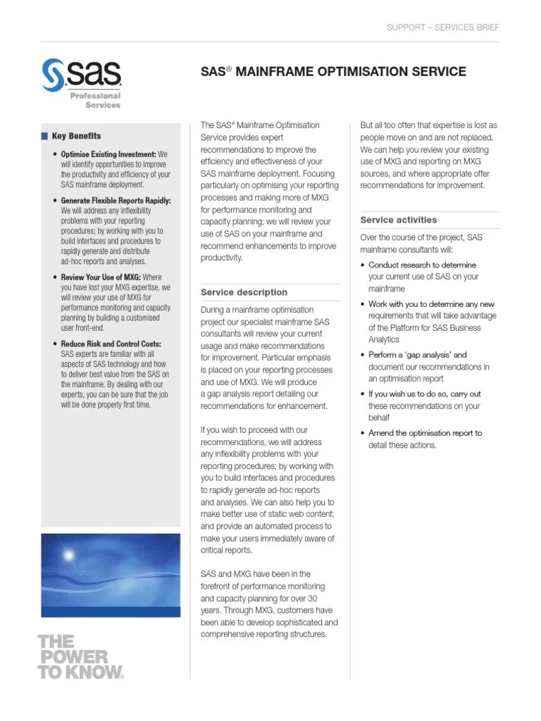 SAS Mainframe Optimisation Service PDF Sas (Software) Program