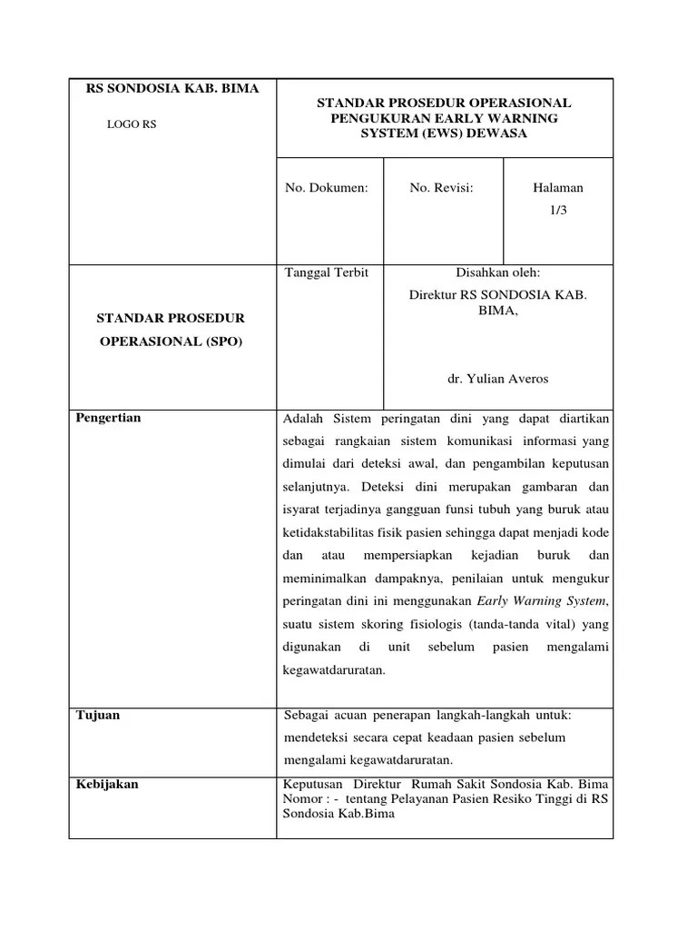 Early Warning System Rumah Sakit Adalah Sekitar Rumah