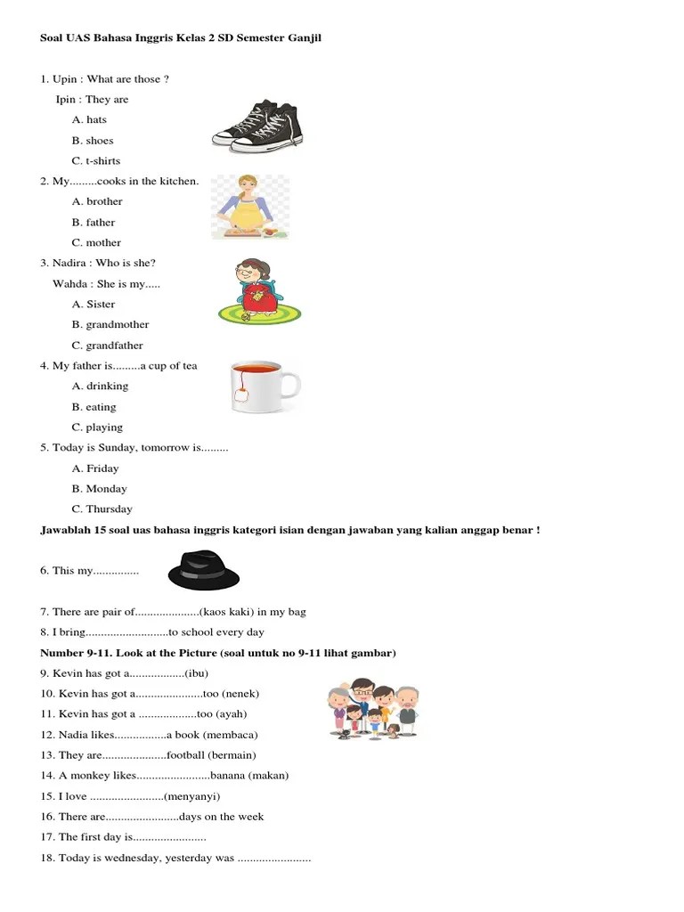 Soal Latihan Bahasa Inggris My Family Kelas 2 Sd Unduh