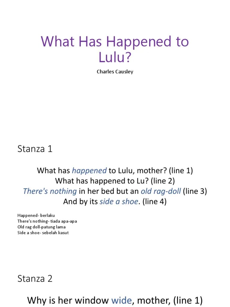 What Has Happened To Lulu? PDF