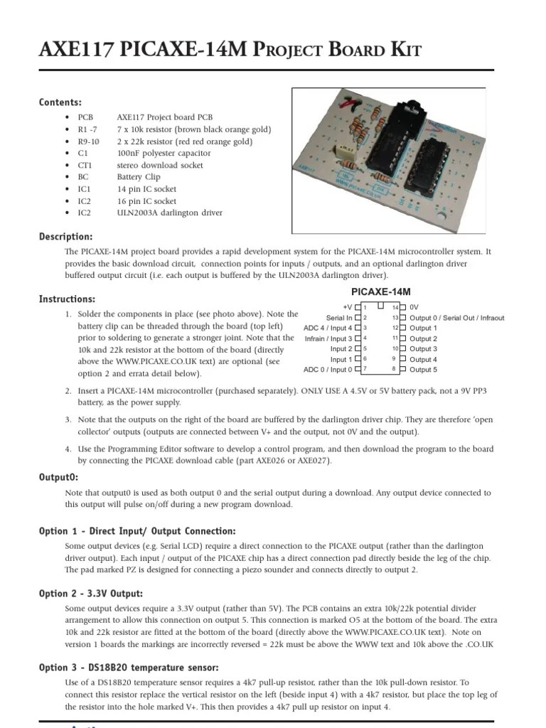 PICAXE-14M Project Board | PDF | Electronic Design | Electrical Engineering