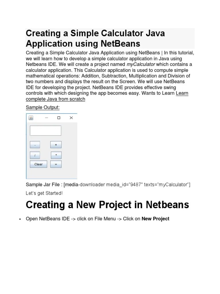 Learn To Create A Basic Calculator in Java Using Netbeans PDF