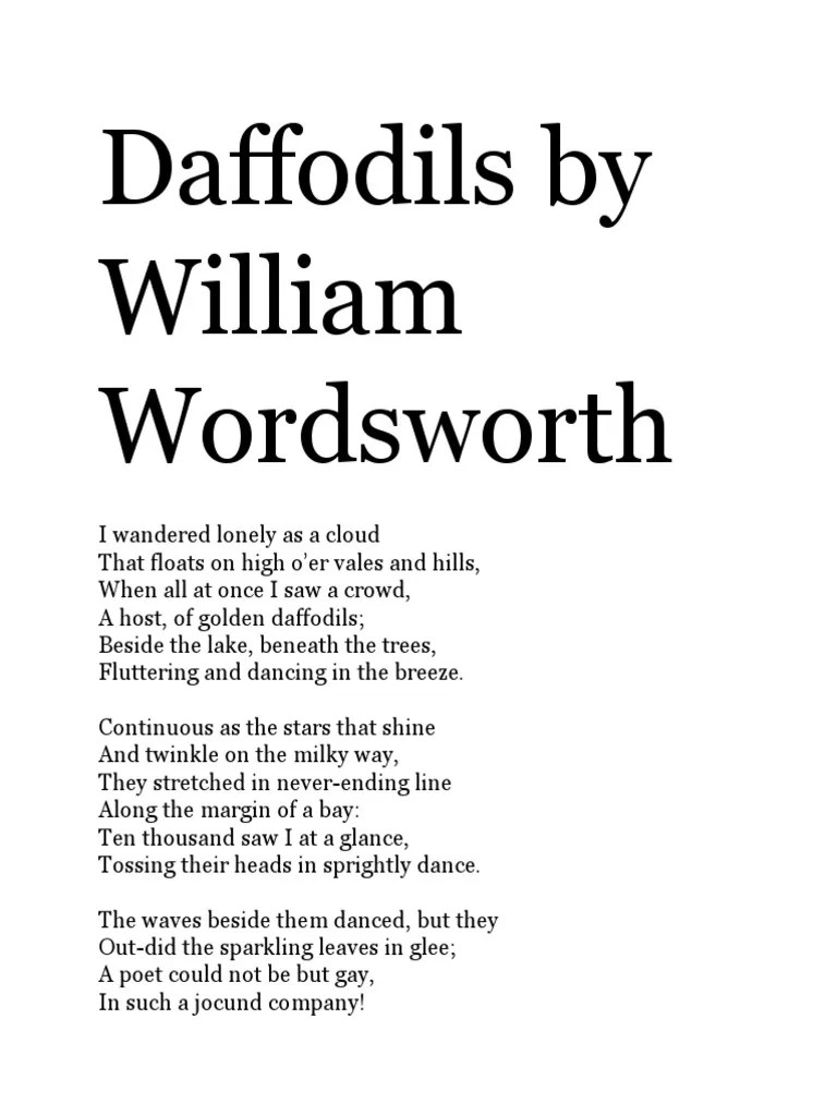 Daffodils by William Wordsworth PDF British Poetry Literary Criticism
