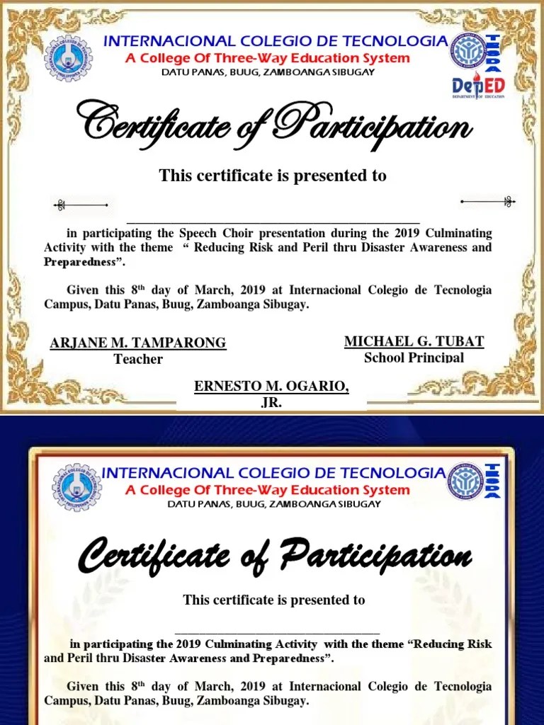 Speech Choir Certificate