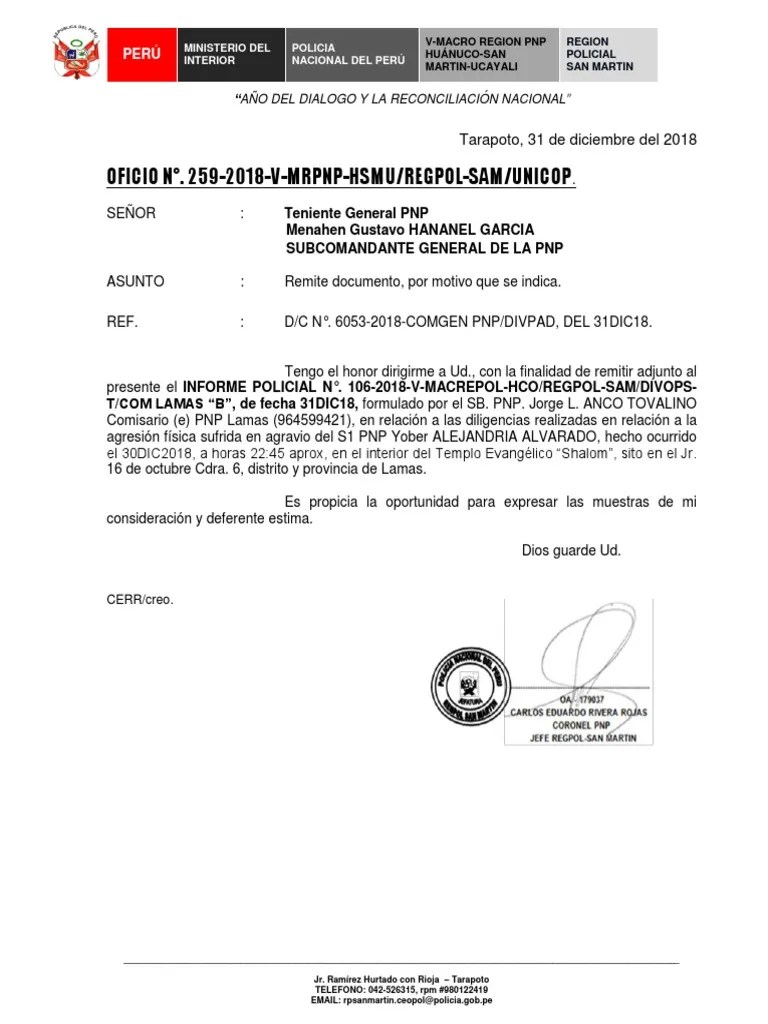 MODELO DE OFICIO PNP