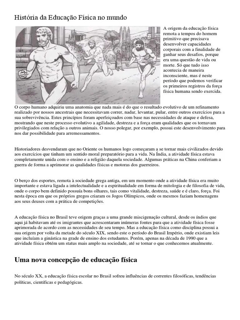 História Da Educação Física No Mundo Educação física Física e