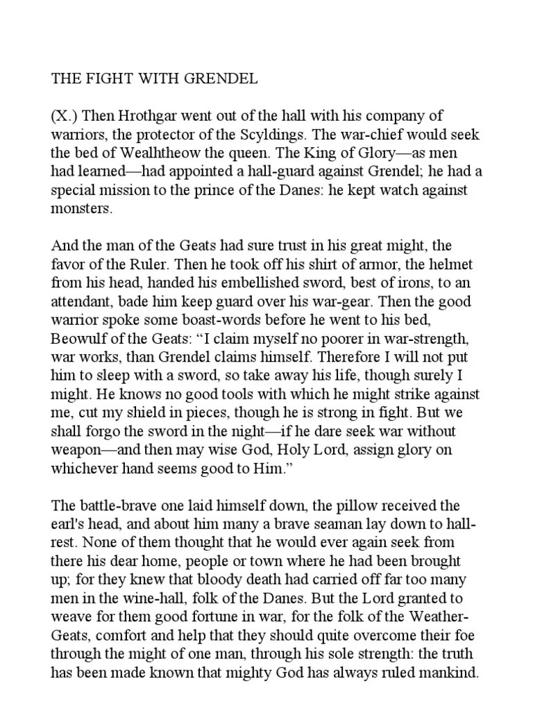 The Fight With Grendel Beowulf Geats