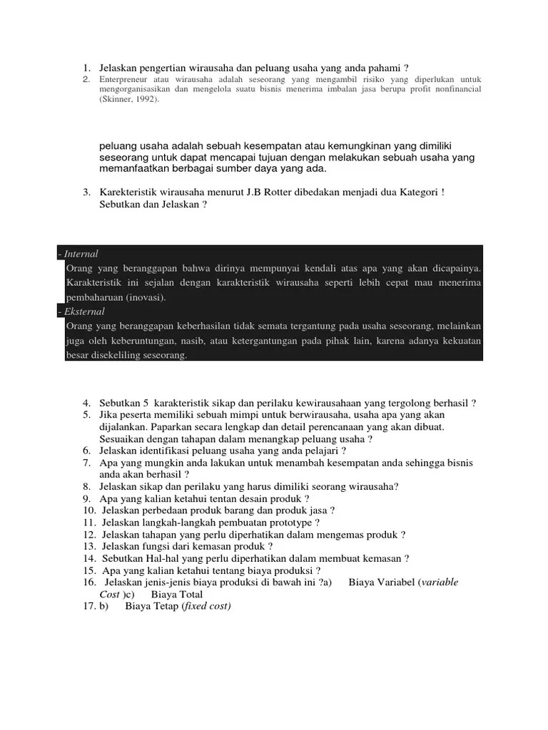 Soal Wira Usaha | PDF
