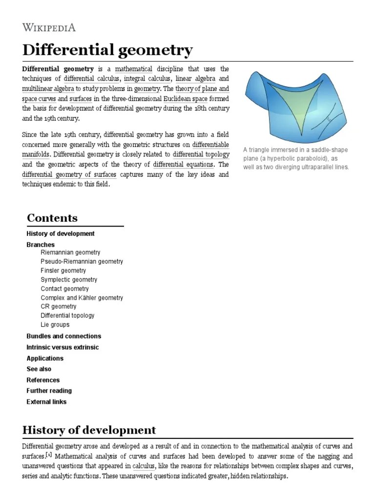 Differential Geometry PDF Differential Geometry Differentiable