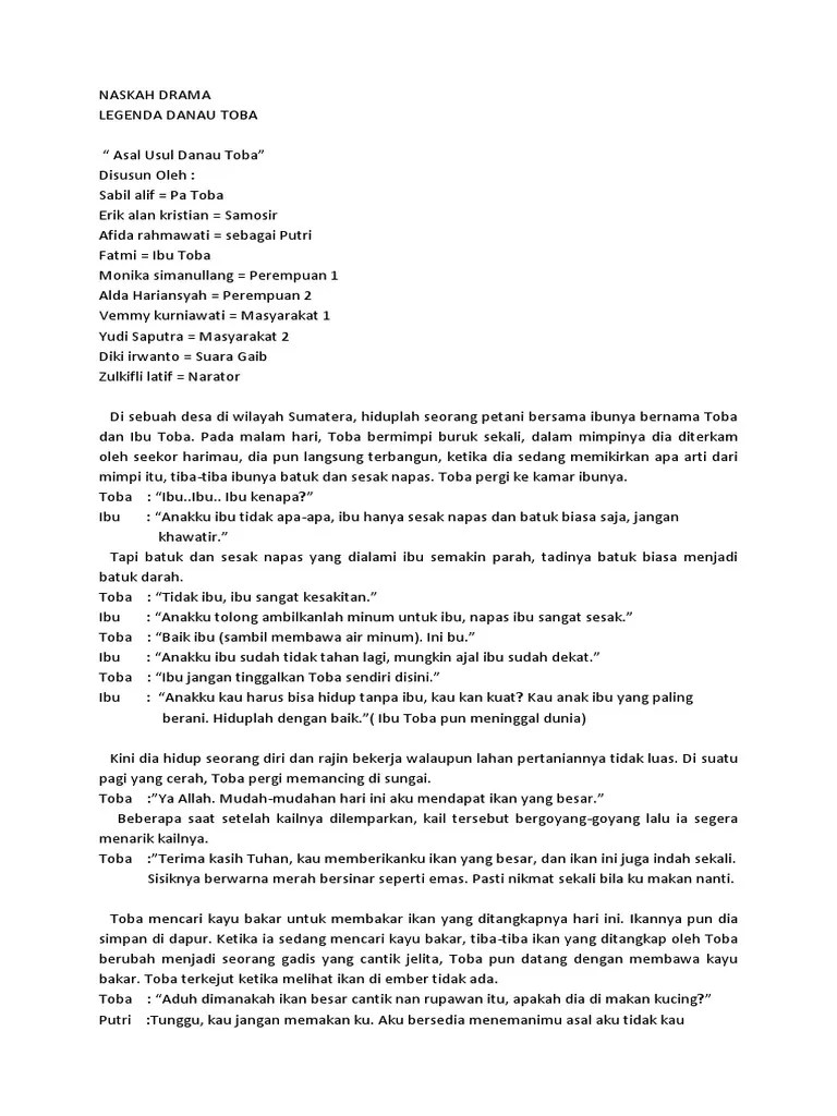 Naskah Drama Legenda Danau Toba 5 Orang - DANAU INDAH