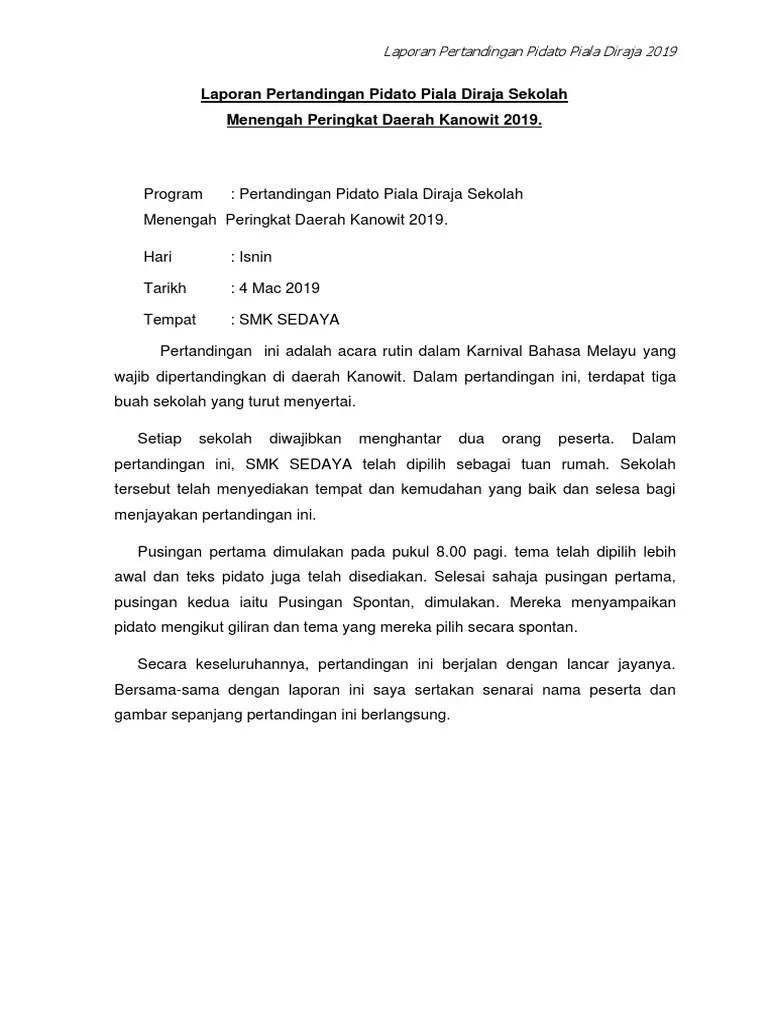 Teks Pidato Piala Diraja Sekolah Menengah / Dan kita