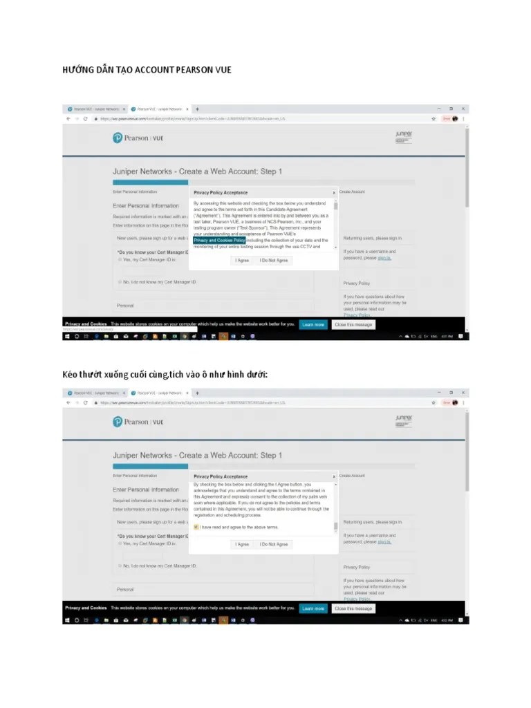 Huong Dan DK Tai Khoan Va Thi Juniper Tren Pearson Vue PDF