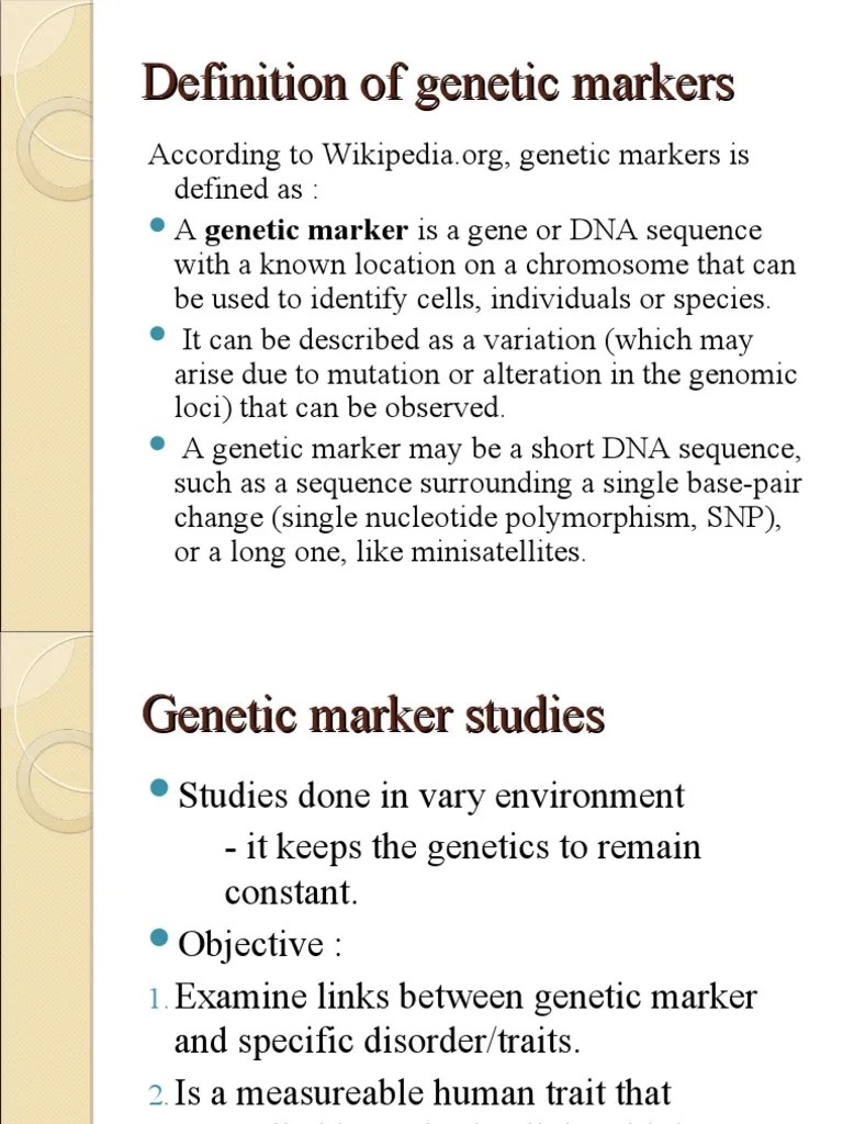Definition of Markers Allele