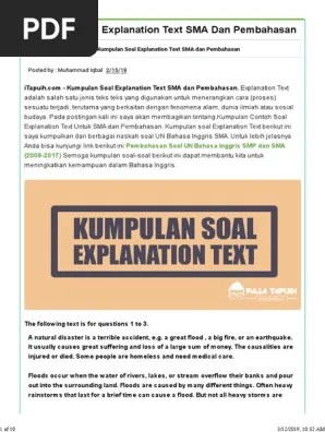 contoh soal essay explanation text tsunami