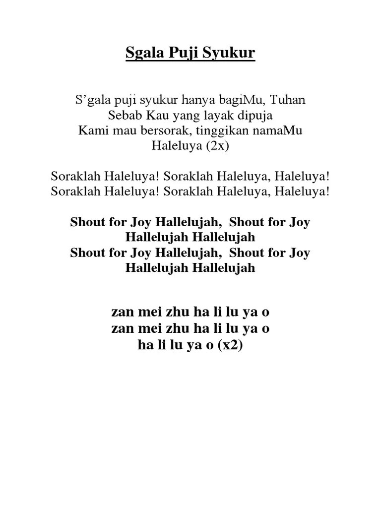 Sgala Puji Syukur zanmeizhuhaliluyao zanmeizhuhaliluyao haliluyao(x2)