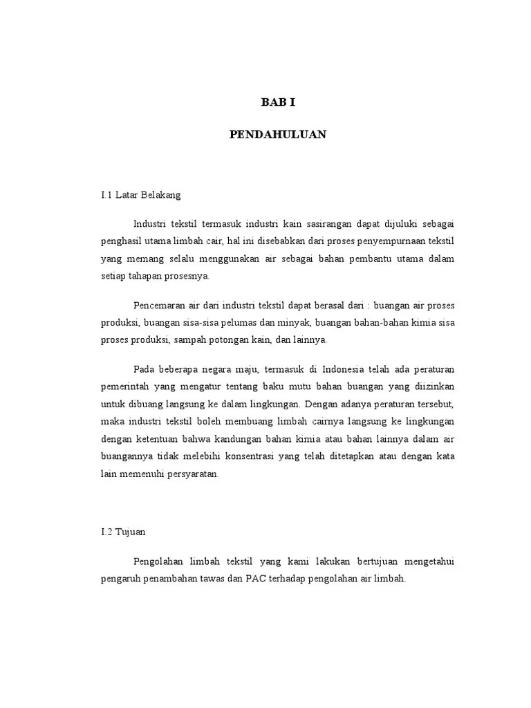 Pengolahan Limbah Pabrik Tekstil