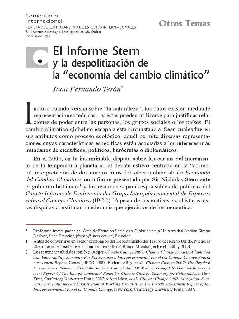 EL INFORME STERN Y LA DESPOLITIZACIÓN DEL CAMBIO CLIMÁTICO.pdf Grupo