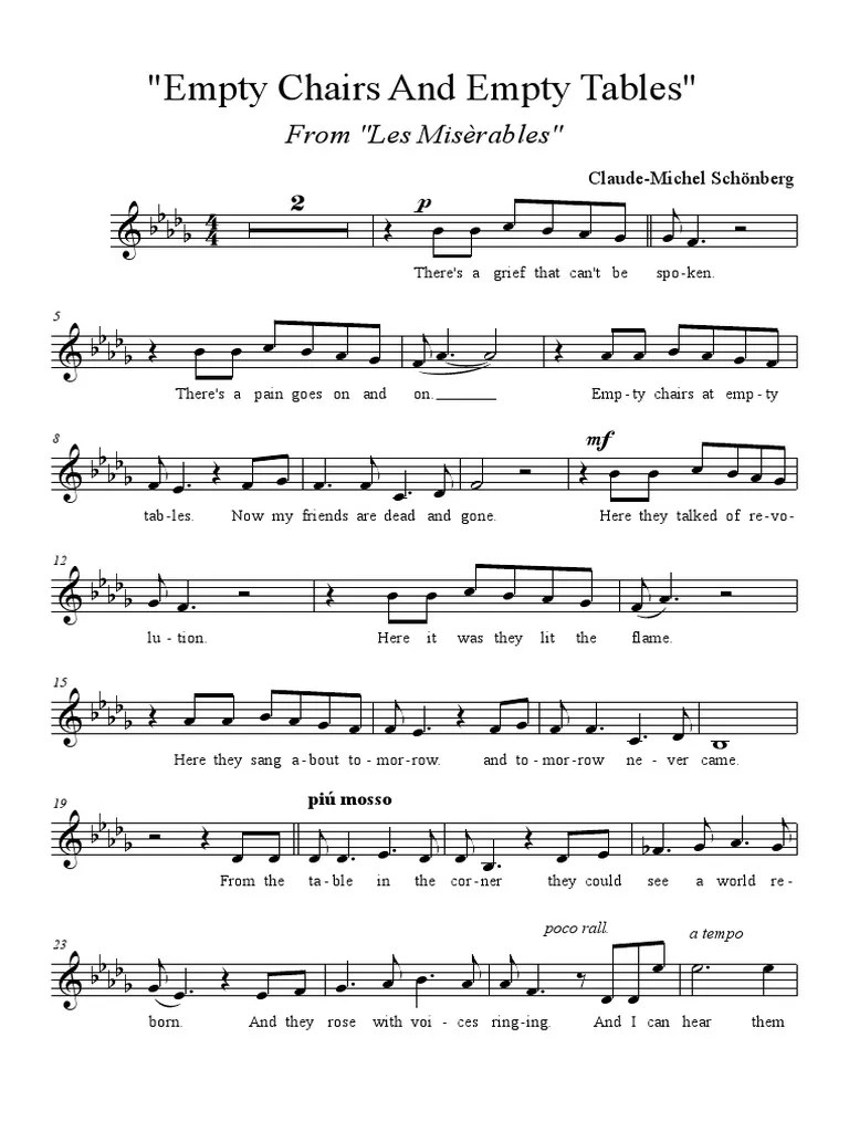 Les Miserables, Empty Chairs at Empty Tables PDF Leisure