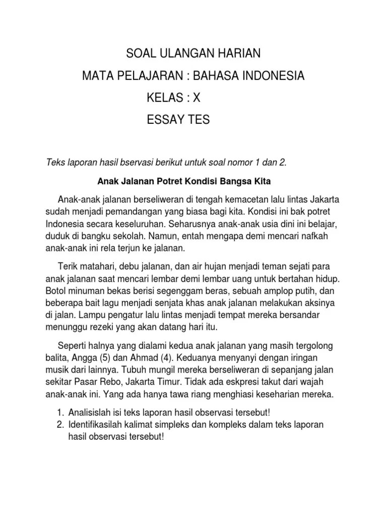 Soal Essay Teks Laporan Hasil Observasi Kelas 7 Berbagi Teks Penting