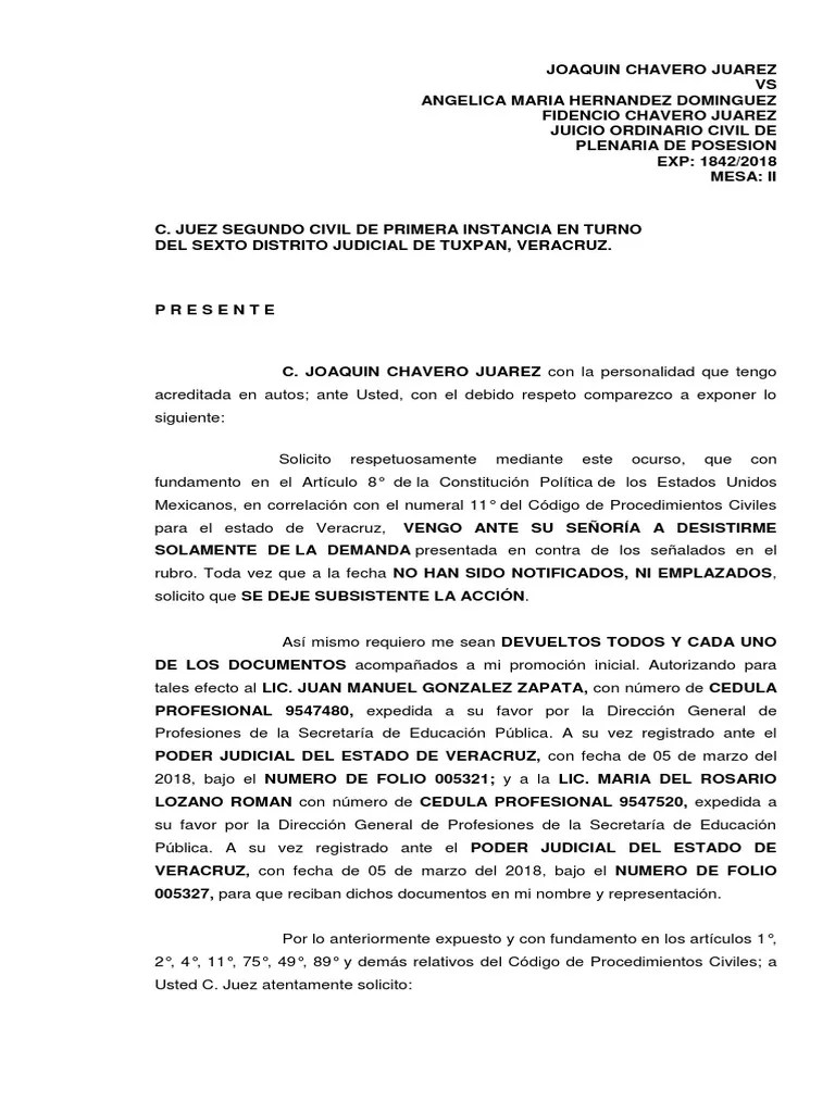 DESISTIMIENTODELADEMANDAYDEVOLUCIONDEDOCUMENTOS