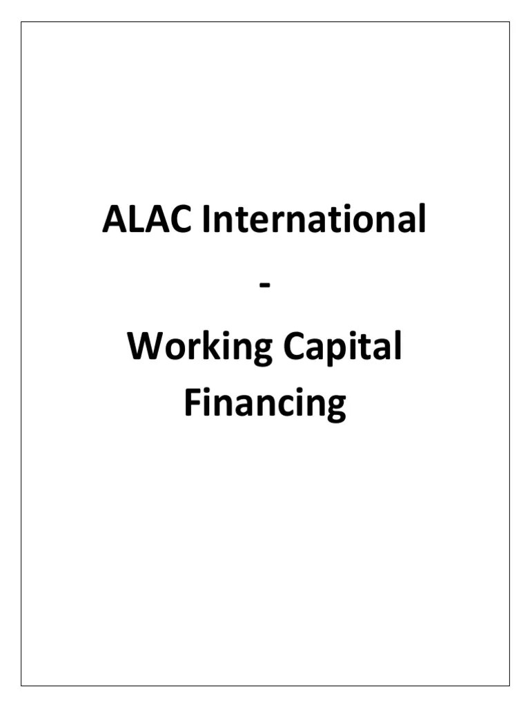 ALAC International Working Capital Financing PDF Cost Of Capital