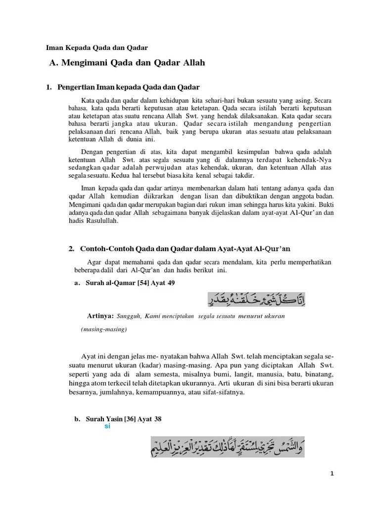 Iman Kepada Qada Dan Qadar | PDF