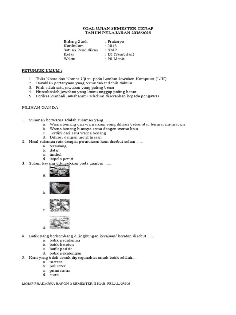 Soal Prakarya Tanaman Obat