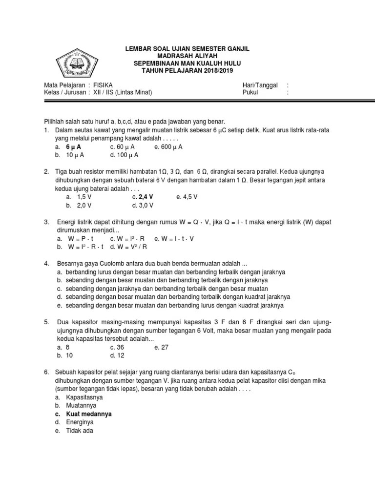 Soal Dan Jawaban Fisika Kelas Xii – Rasanya