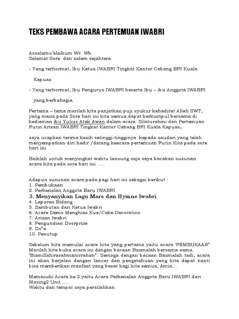 Teks Pembawa Acara Pertemuan Iwabri | PDF